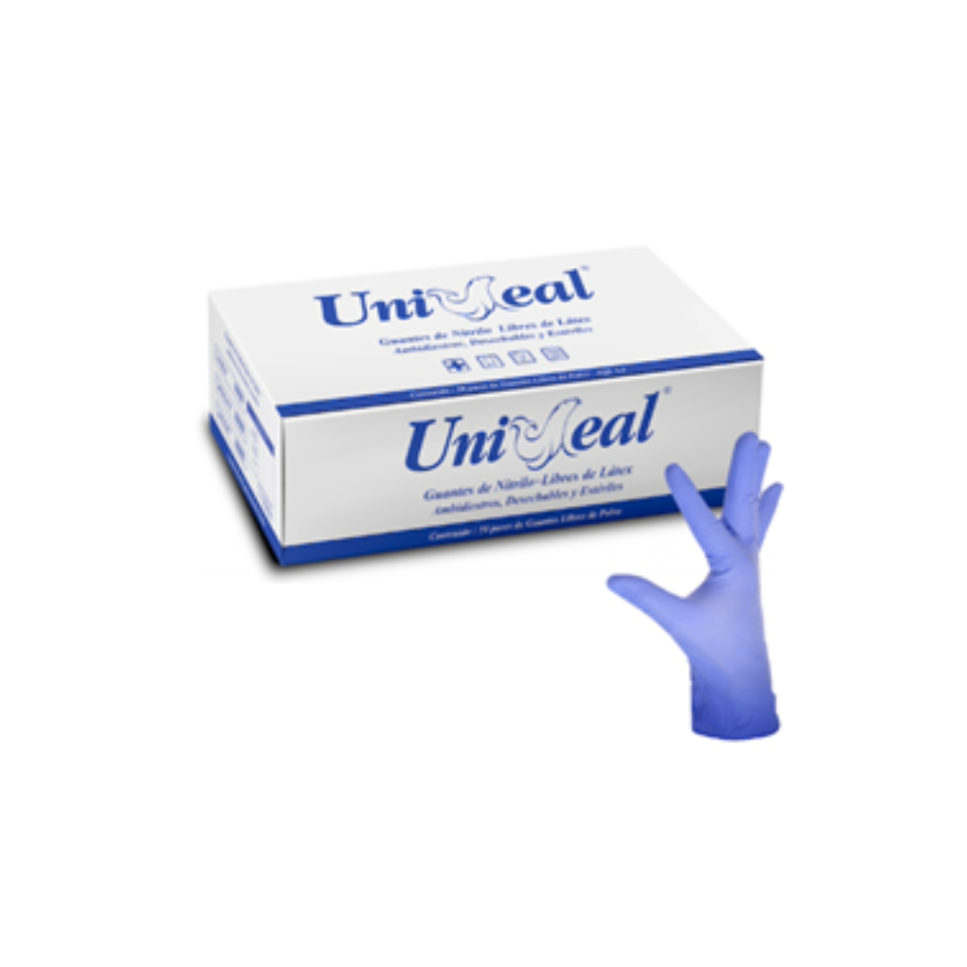 GUANTE EXAMEN NITRILO MEDIANO AZUL C/100