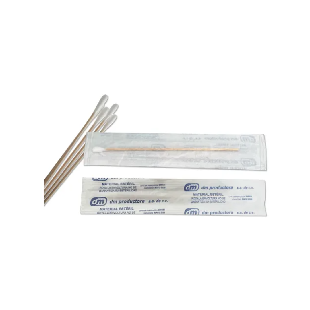 APLICADOR DE PLASTICO CON ALGODON ESTERIL 1/100