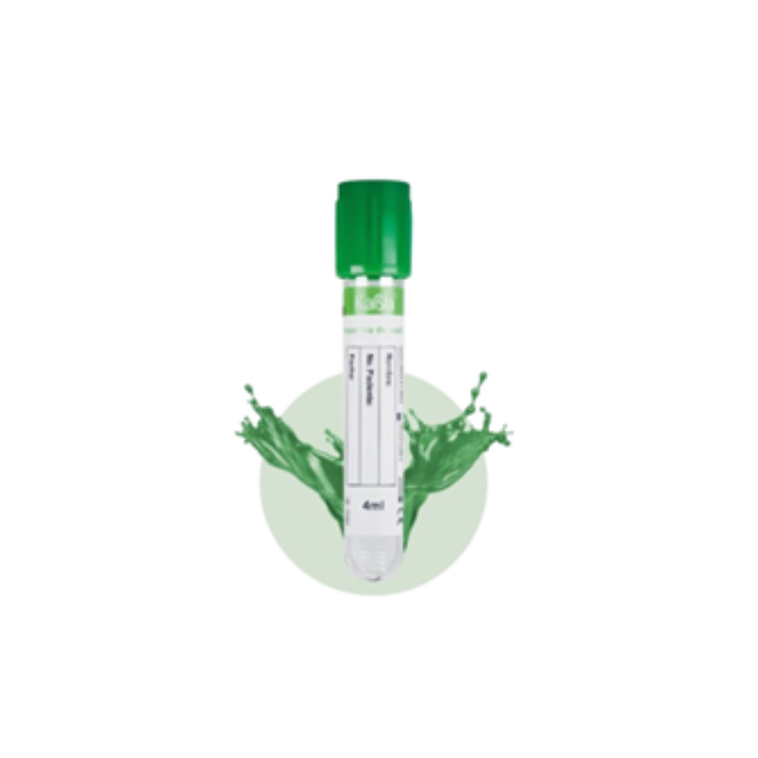 TUBO AL VACIO C/HEPARINA SODIO 13X75MM 4ML TAPA COLOR VERDE