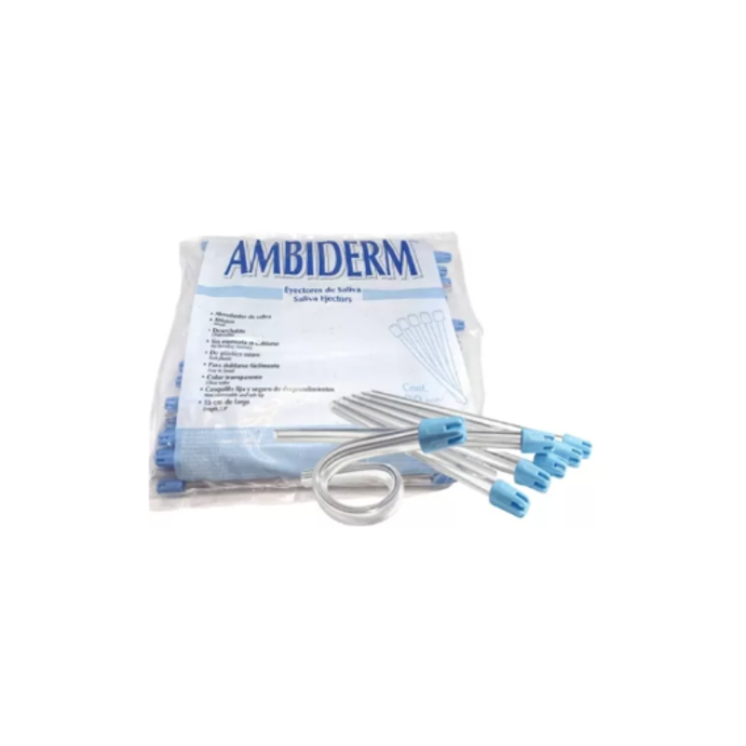 EYECTORES DE SALIVA TRANSPARENTE 15CM C/100PZS
