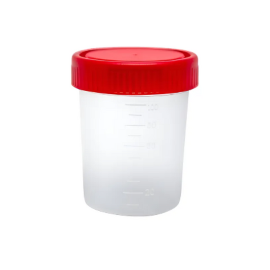 VASO RECOLECTOR PARA MUESTRA 60 ML SIN EMPAQUE TAPA ROJA