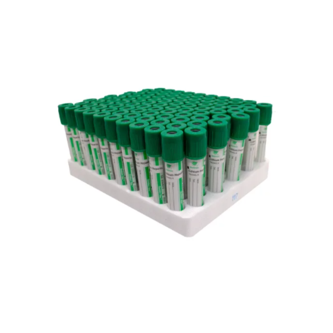 TUBO TAPON VERDE HEPARINA DE LITIO 6ML C/100 GOLDEN VAC