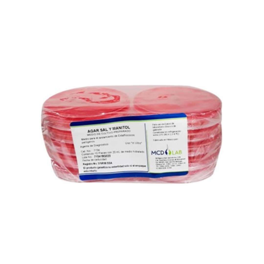 PLACA DE AGAR SAL Y MANITOL C/10