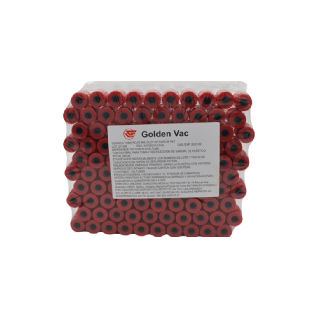 TUBO ROJO 6ML ACTIVADOR DE COAGULO - GOLDEN VAC