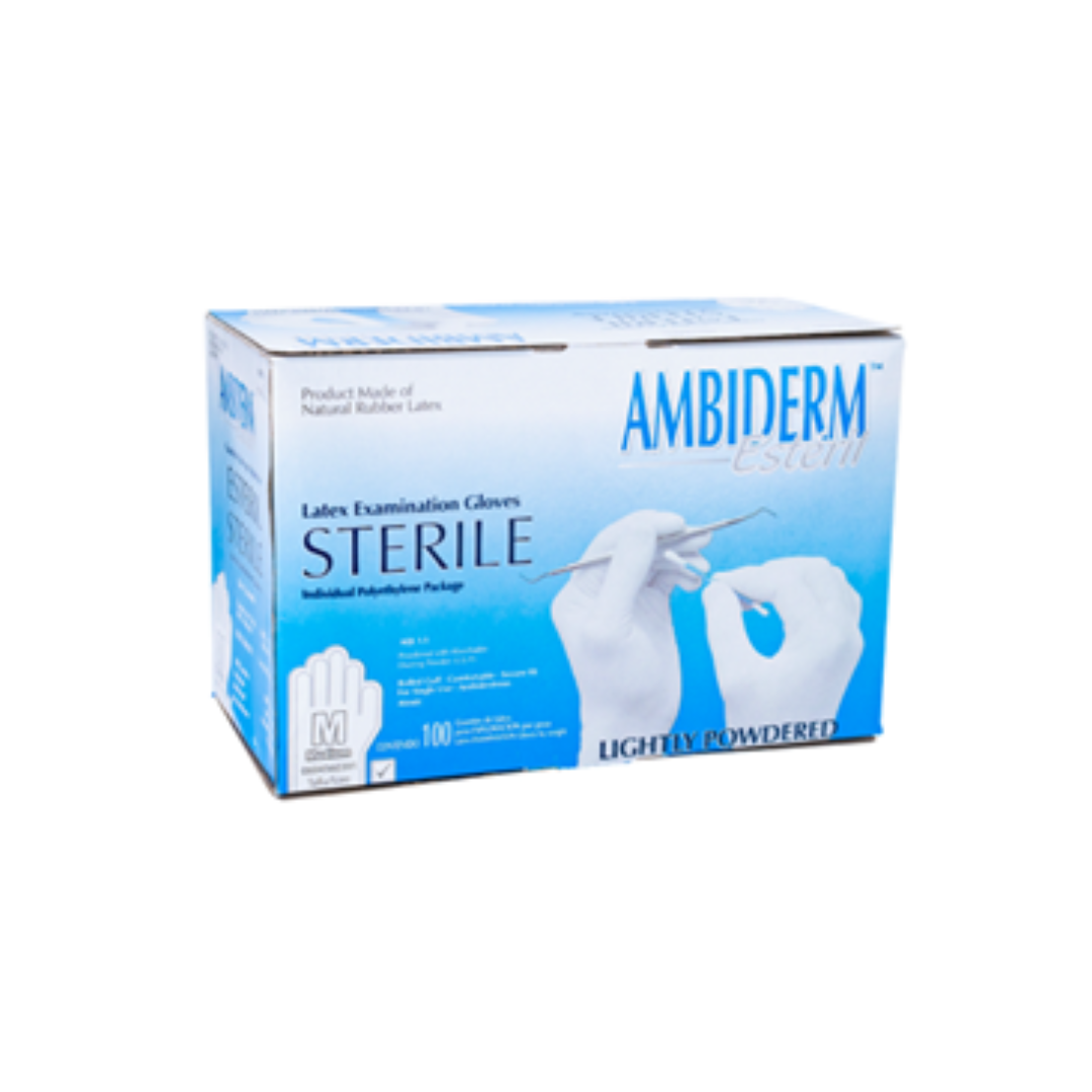 GUANTE AMBIDERM LATEX ESTERIL MEDIANO C/100
