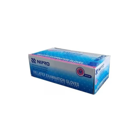 GUANTE LATEX MEDIANO NIPRO  EXAM POWERED GLOVE SMOOTH 240MM