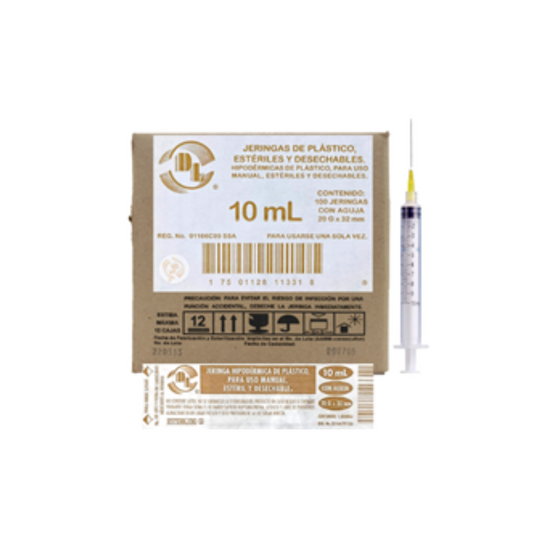 JERINGA DL 10ML CON AGUJA 20X32 C/100