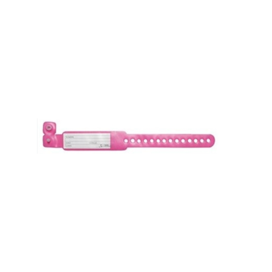 BRAZALETE PARA IDENTIFICACION DE PLASTICO INFANTIL ROSA