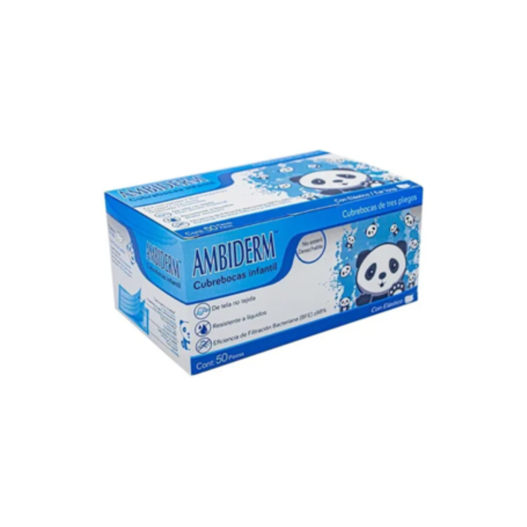 CUBREBOCAS DE TRES PLIEGOS INFANTIL AZUL C7 PANDAS