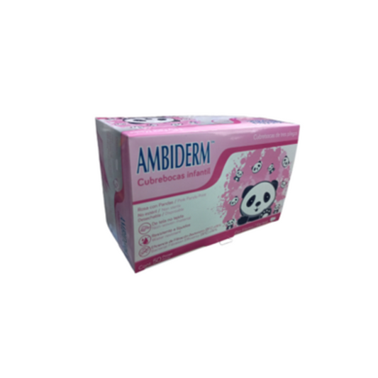 CUBREBOCAS DE TRES PLIEGOS INFANTIL ROSA C/PANDAS